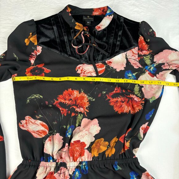 Worthington Black Floral Print Peplum Blouse - Size S - Picture 7 of 13